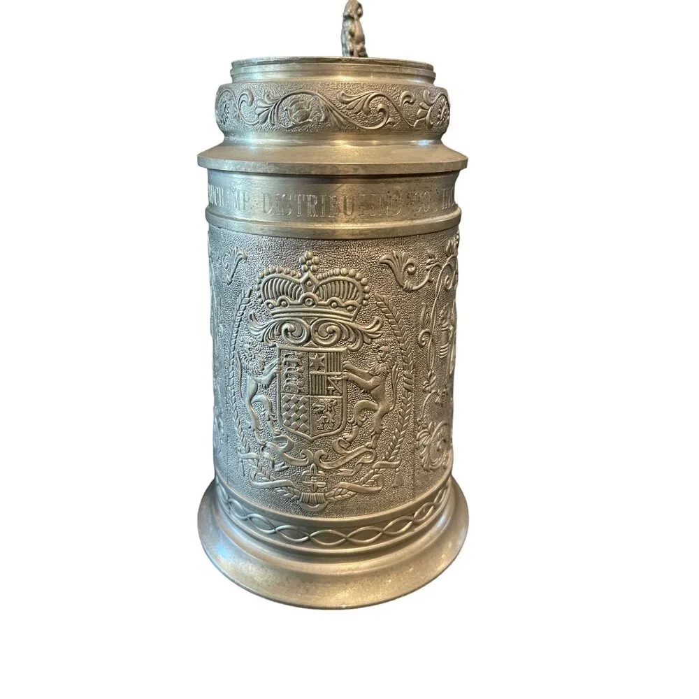 RARE Vtg Miller President’s Club 1983 German Pewter Beer Stein Tankard w/ Lid 8